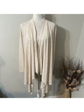 NWT Cremieux Women Beige Cardigan Sweater Draped Open Front Lightweight Sz S